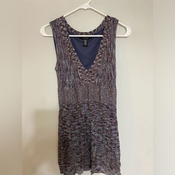 laundry by‎ shelli segal V Neck Layered Dress Maroon And Blue Size Small - Picture 1 of 8